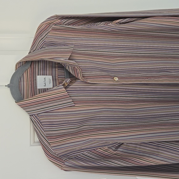 PAUL SMITH • Mens Button Down Dress Shirt Striped, Neck 16 - Picture 2 of 7